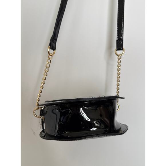 Betsey Johnson Floral Sugar Skull Crown gem black round Crossbody Bag - Picture 12 of 15